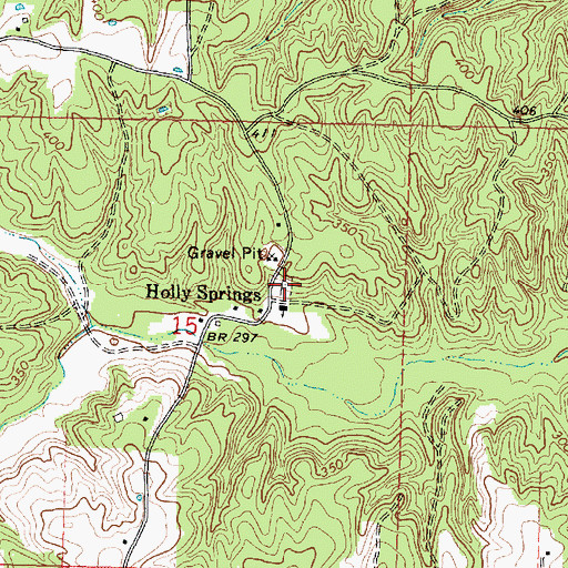 Topographic Map of Holly Springs Cemetery, MS