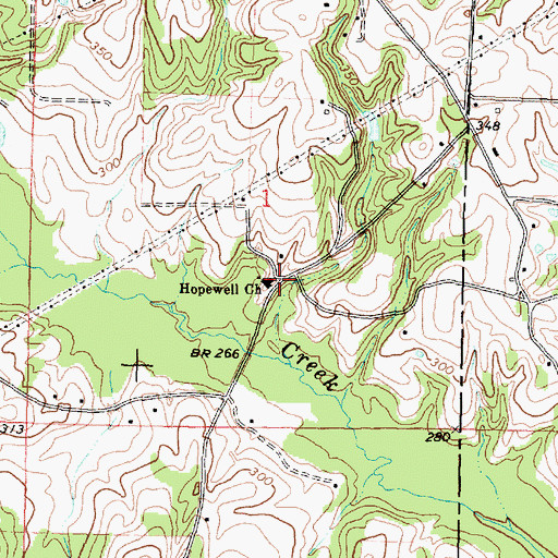 Topographic Map of Hopewell, MS