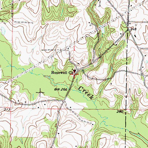 Topographic Map of Hopewell Cemetery, MS