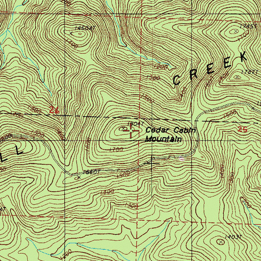 Topographic Map of Cedar Cabin Mountain, AR