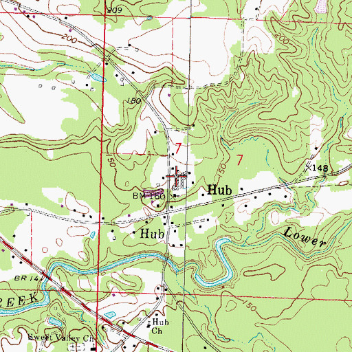 Topographic Map of Hub Attendance Center, MS