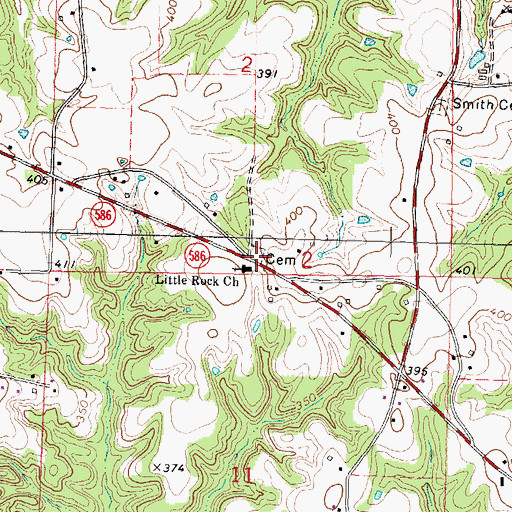 Topographic Map of Little Rock Cemetery, MS