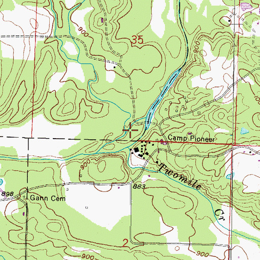 Topographic Map of Cedar Creek, AR