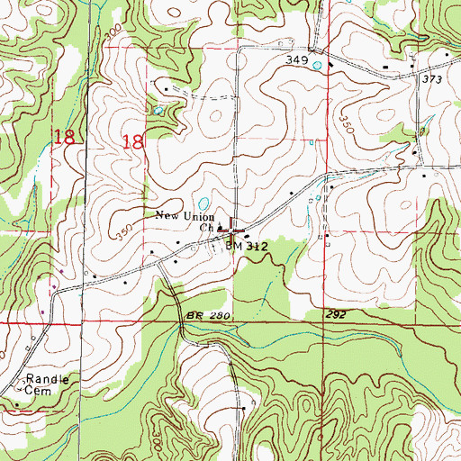 Topographic Map of New Union, MS