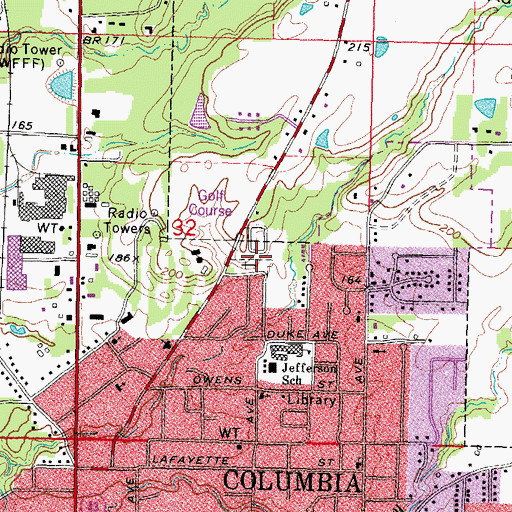 Topographic Map of North Columbia City Cemetery, MS