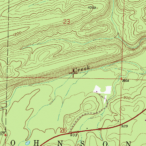 Topographic Map of Cedar Creek, AR