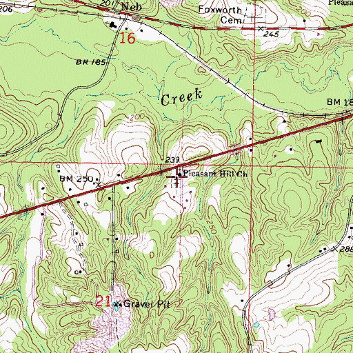 Topographic Map of Pleasant Hill Cemetery, MS