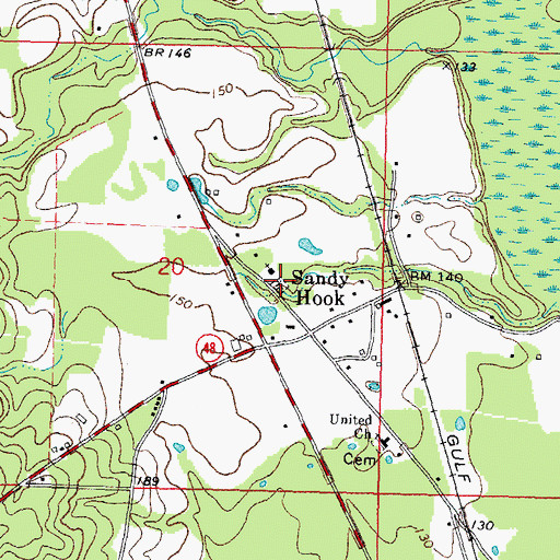 Topographic Map of Sandy Hook Cemetery, MS