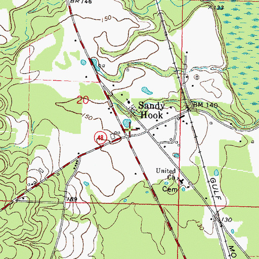 Topographic Map of Sandy Hook School (historical), MS