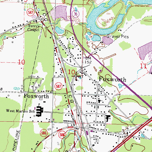 Topographic Map of Water Valley School (historical), MS