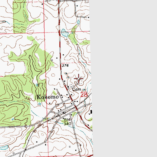 Topographic Map of Kokomo Cemetery, MS