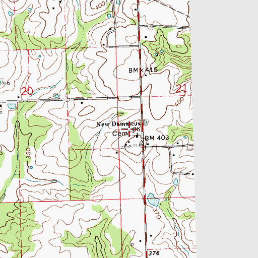 Topographic Map of New Damascus Cemetery, MS