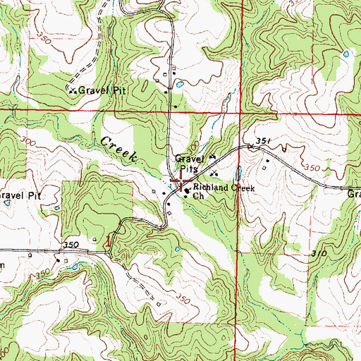Topographic Map of Richland Creek Cemetery, MS