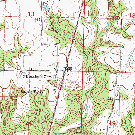 Topographic Map of Old Bassfield (historical), MS