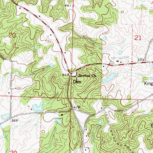 Topographic Map of Santee Cemetery, MS