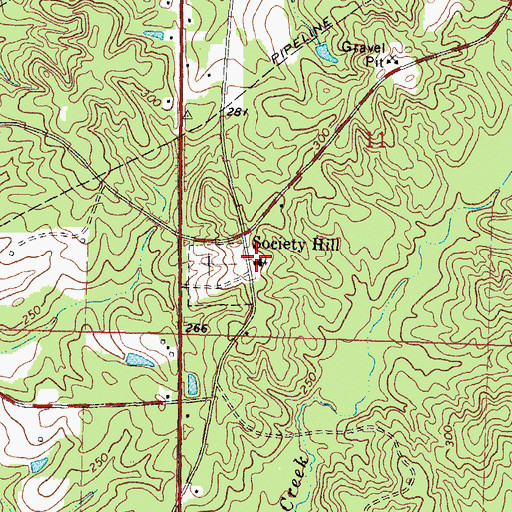 Topographic Map of Society Hill Baptist Church, MS