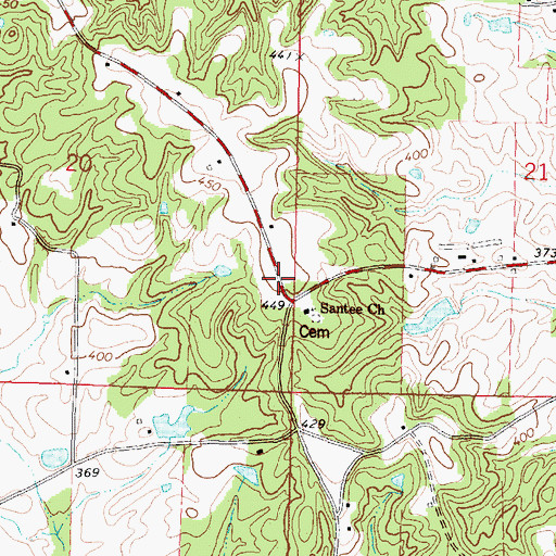 Topographic Map of Santee, MS