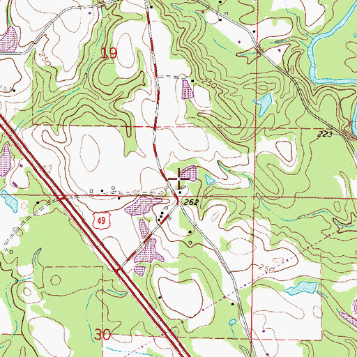 Topographic Map of Bay Springs School (historical), MS