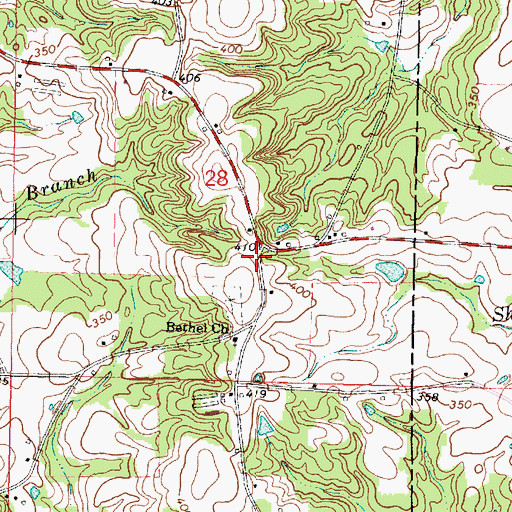 Topographic Map of Bethel, MS
