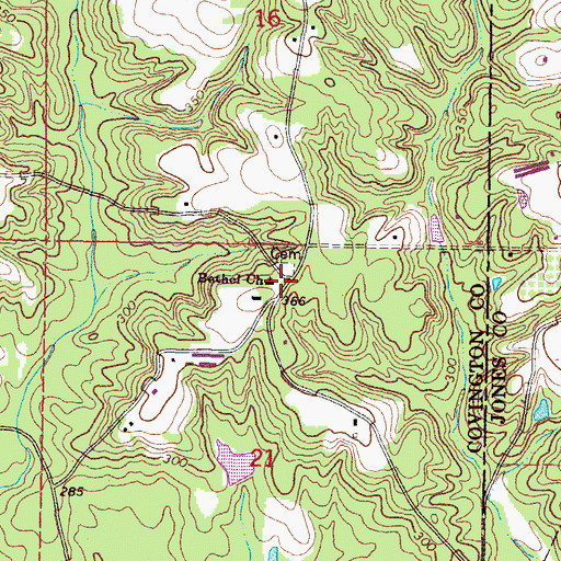 Topographic Map of Bethel Line School (historical), MS