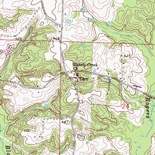 Topographic Map of Blakley Cemetery, MS