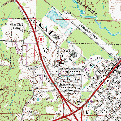 Topographic Map of Carver High School (historical), MS