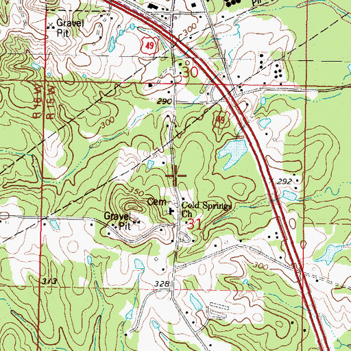 Topographic Map of Cold Springs, MS