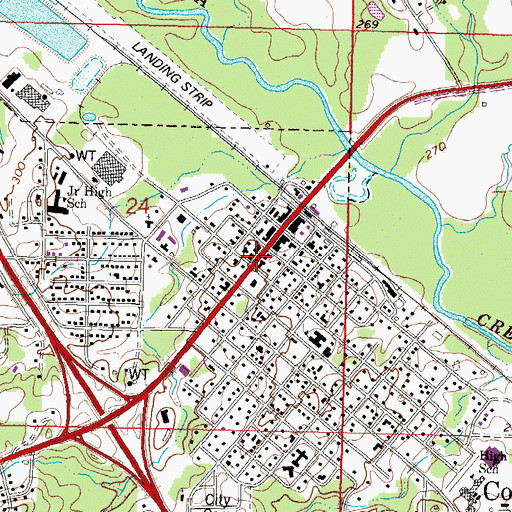 Topographic Map of Collins City Hall, MS