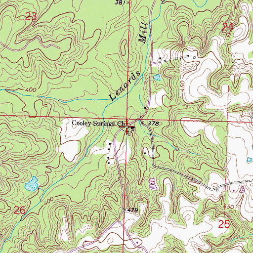 Topographic Map of Cooley Springs Cemetery, MS