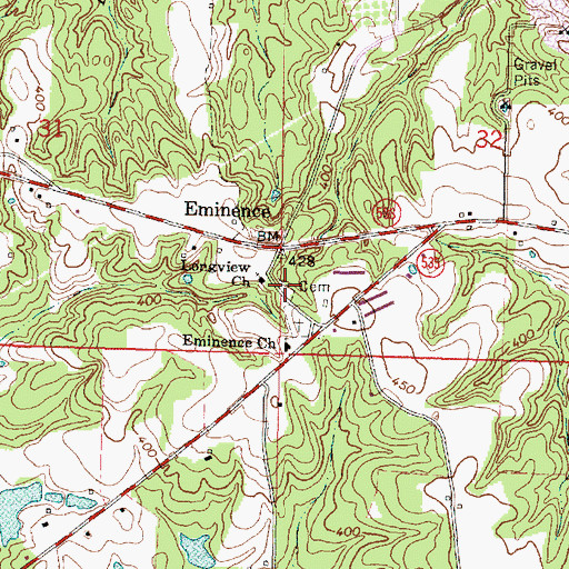 Topographic Map of Eminence Cemetery, MS