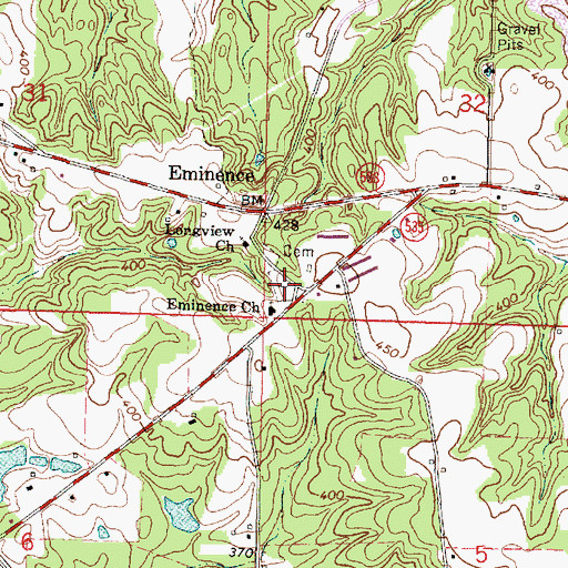 Topographic Map of Eminence Cemetery, MS
