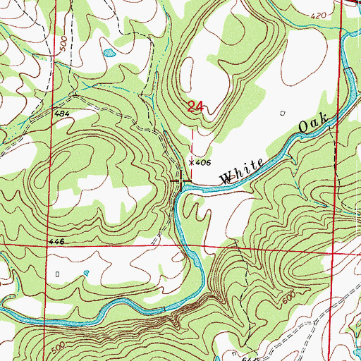 Topographic Map of Cedar Creek, AR
