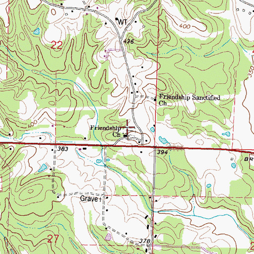 Topographic Map of Friendship Cemetery, MS