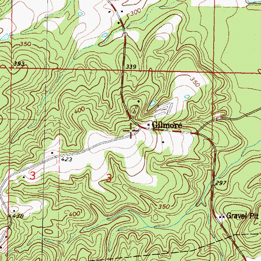Topographic Map of Gilmore Baptist Church (historical), MS