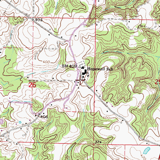 Topographic Map of Hopewell, MS
