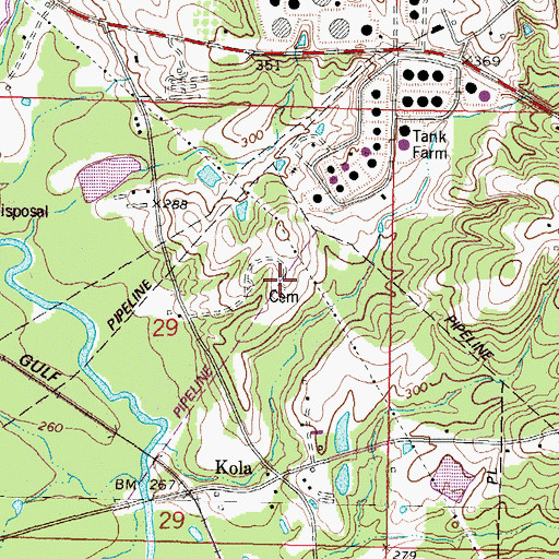 Topographic Map of Kola Cemetery, MS
