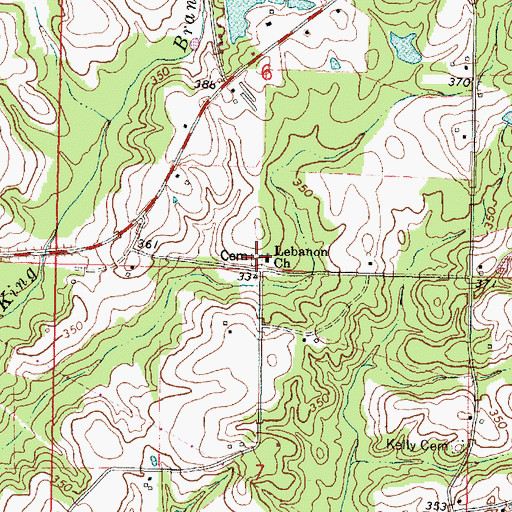 Topographic Map of Lebanon Cemetery, MS