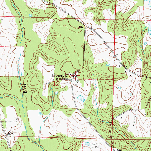 Topographic Map of Liberty Cemetery, MS