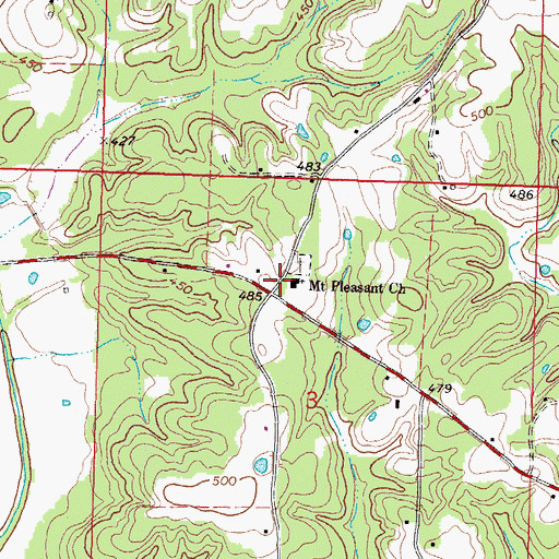 Topographic Map of Linwood Vocational School (historical), MS