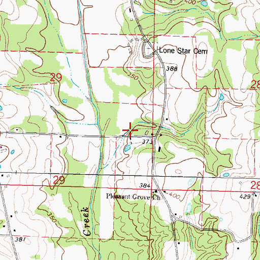 Topographic Map of Lone Star School (historical), MS