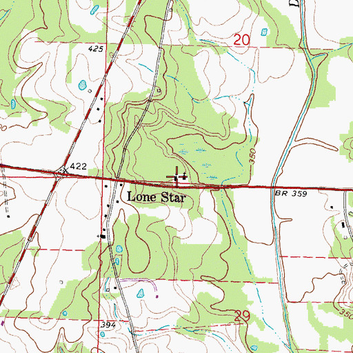 Topographic Map of Lone Star United Methodist Church, MS