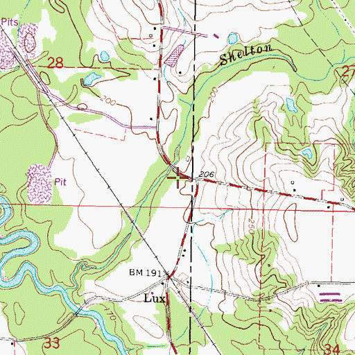 Topographic Map of Lux School (historical), MS
