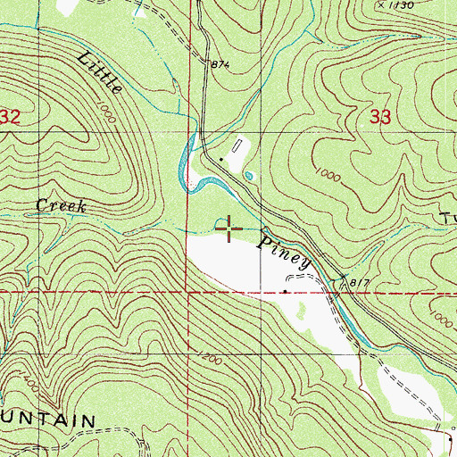 Topographic Map of Cedar Creek, AR