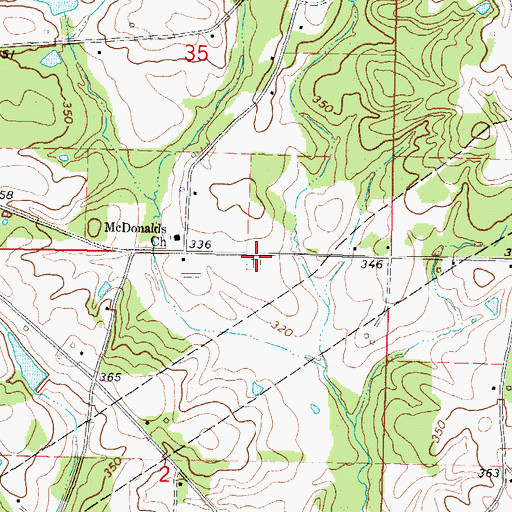 Topographic Map of McDonald Cemetery, MS