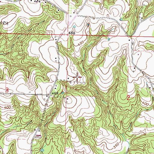Topographic Map of Moscos Cemetery, MS