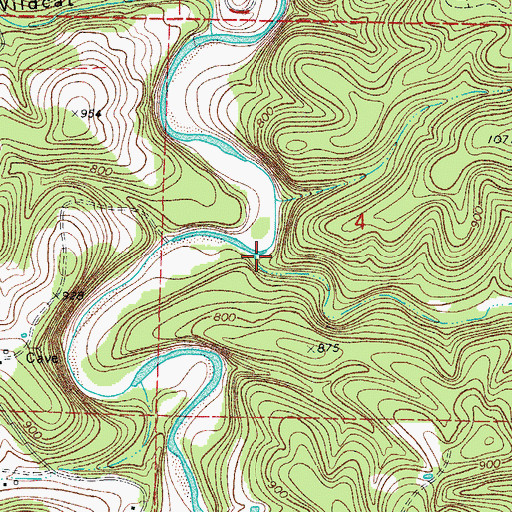 Topographic Map of Cedar Creek, AR