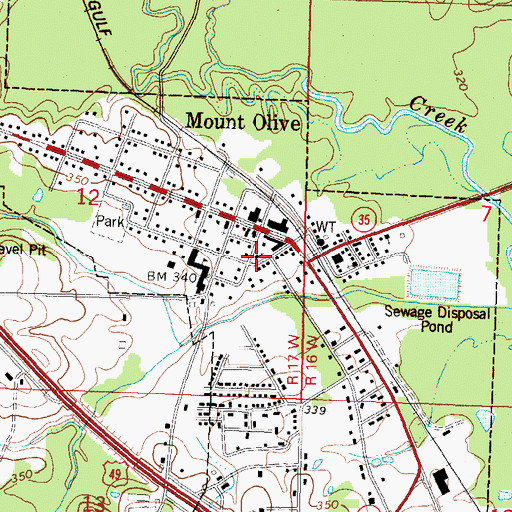 Topographic Map of Mount Olive Presbyterian Church, MS