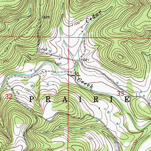 Topographic Map of Cedar Creek, AR