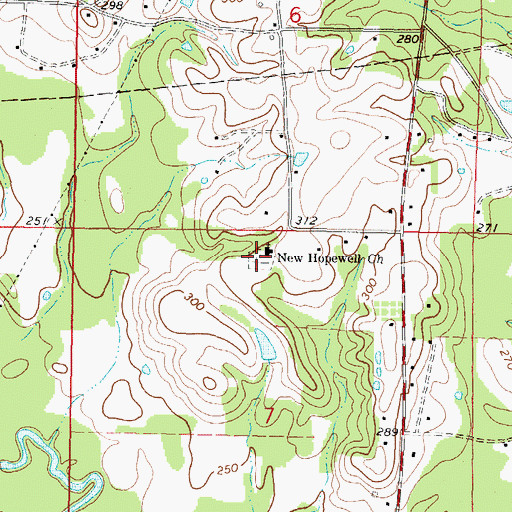 Topographic Map of New Hopewell Church Cemetery, MS