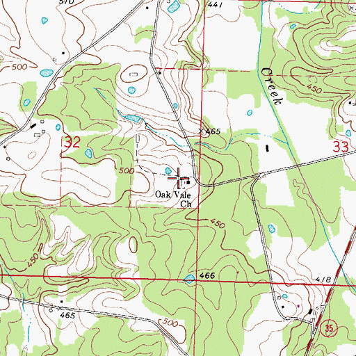 Topographic Map of Oakdale Cemetery, MS